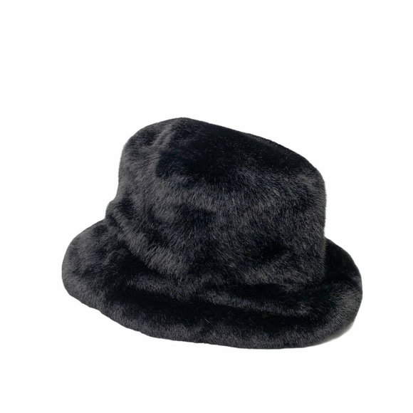 Steve Madden Black Faux Fur Bucket Hat 